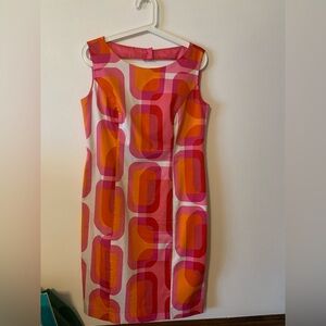 Julian Taylor New York Vibrant Pink and Orange Geometric Dress
